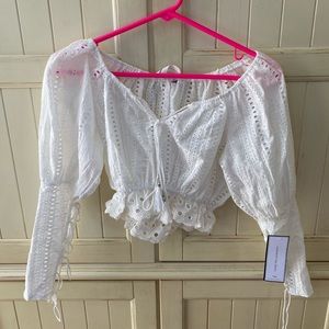 Boho, shabby sheik white eyelet crop top